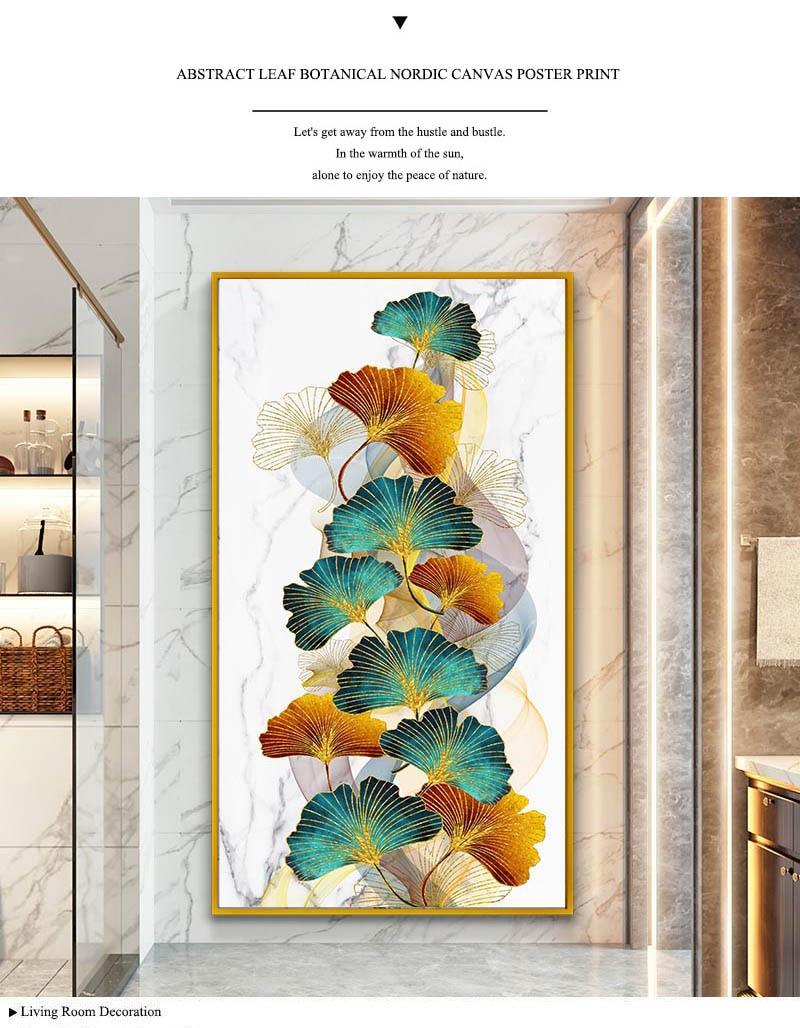 Marble Golden Leaf Nordic Wall Art Prints - PAP Art Store