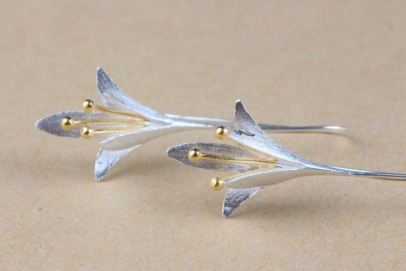 Silver Flower Drop Earrings - PAP Art Store