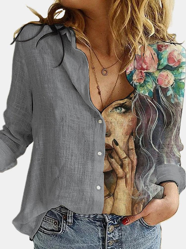 Floral Figure Printed Shirt - PAP Art Store