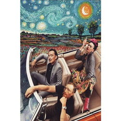 Dali, Gogh And Frida In Car Starry Night Wall Art Print - PAP Art Store