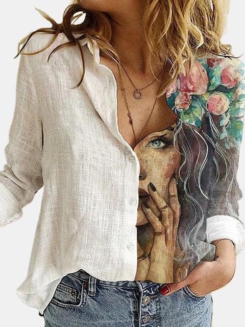 Floral Figure Printed Shirt - PAP Art Store