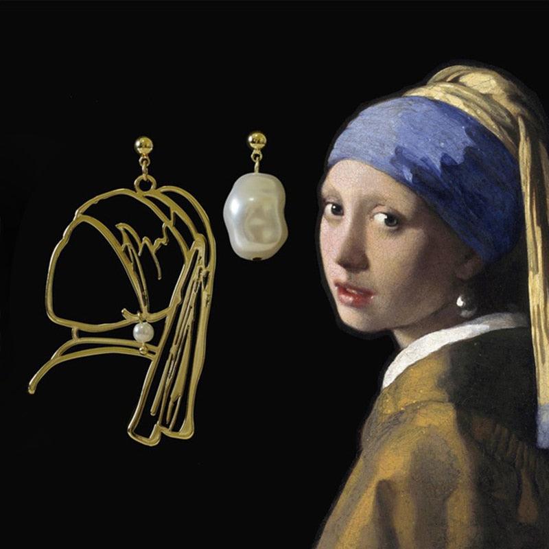 Girl With A Pearl Earring Lines Earrings - PAP Art Store