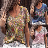 Floral V Neck Floral-print Tops - PAP Art Store