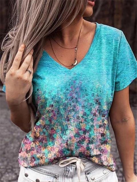 Floral V Neck Floral-print Tops - PAP Art Store