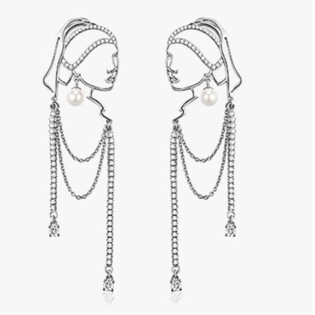Girl With A Pearl Earring Lines Earrings - PAP Art Store
