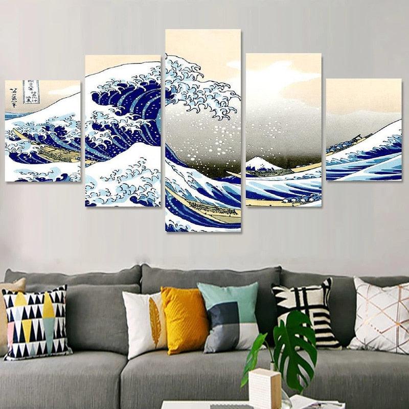 Hokusai The Wave Off Kanagawa 5 Panel Print Set - PAP Art Store