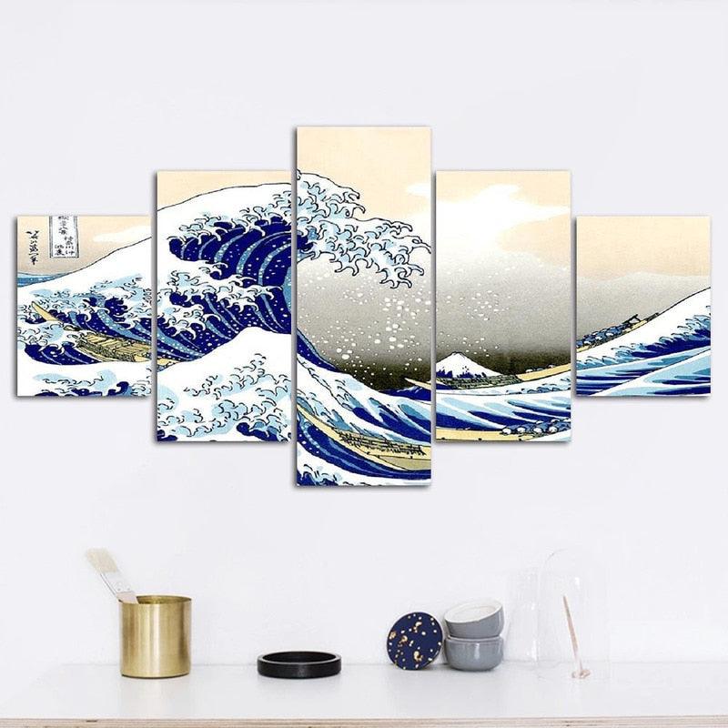 Hokusai The Wave Off Kanagawa 5 Panel Print Set - PAP Art Store