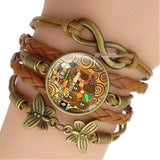 Gustav Klimt Infinity Leather Charm Bracelets - Art Store