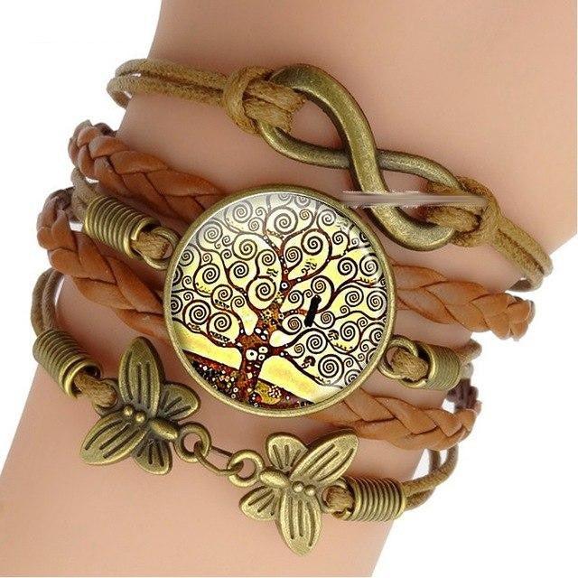 Gustav Klimt Infinity Leather Charm Bracelets - Art Store