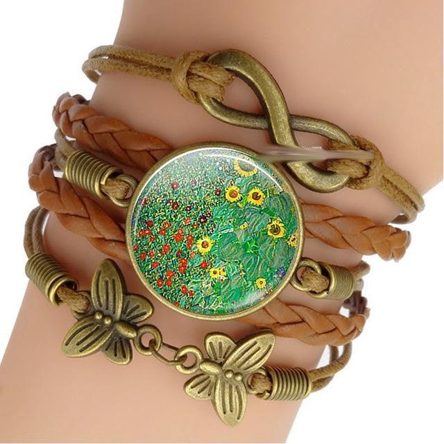 Gustav Klimt Infinity Leather Charm Bracelets - Art Store