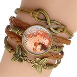 Gustav Klimt Infinity Leather Charm Bracelets - Art Store