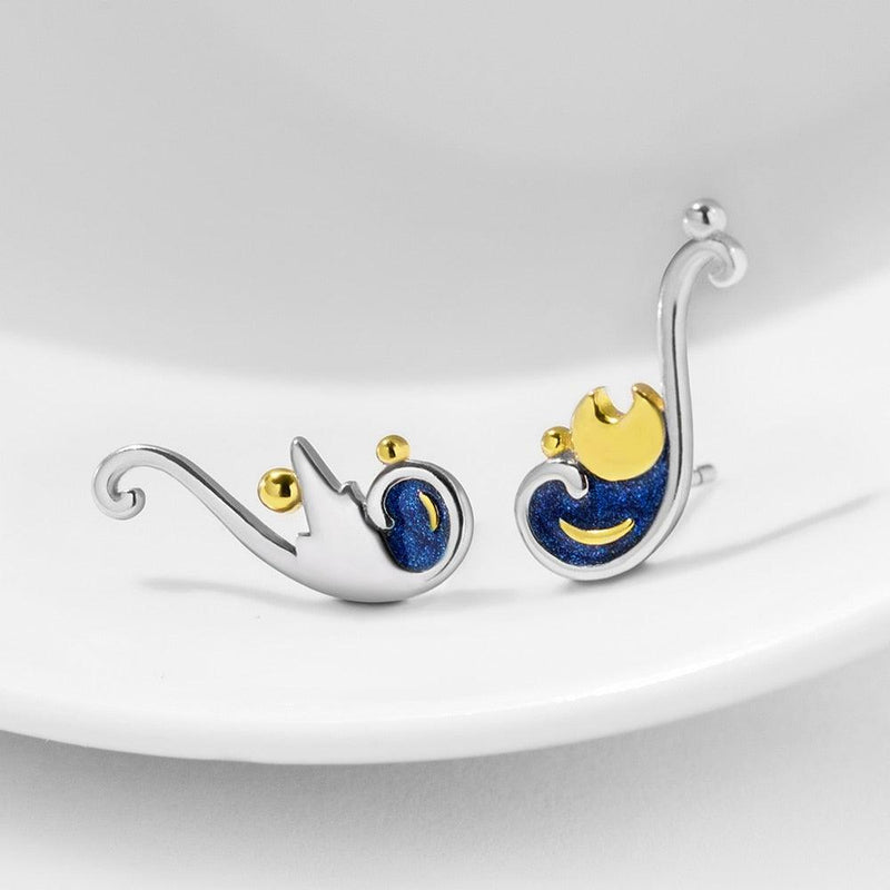 The Starry Night Inspired Silver Earrings - Art Store